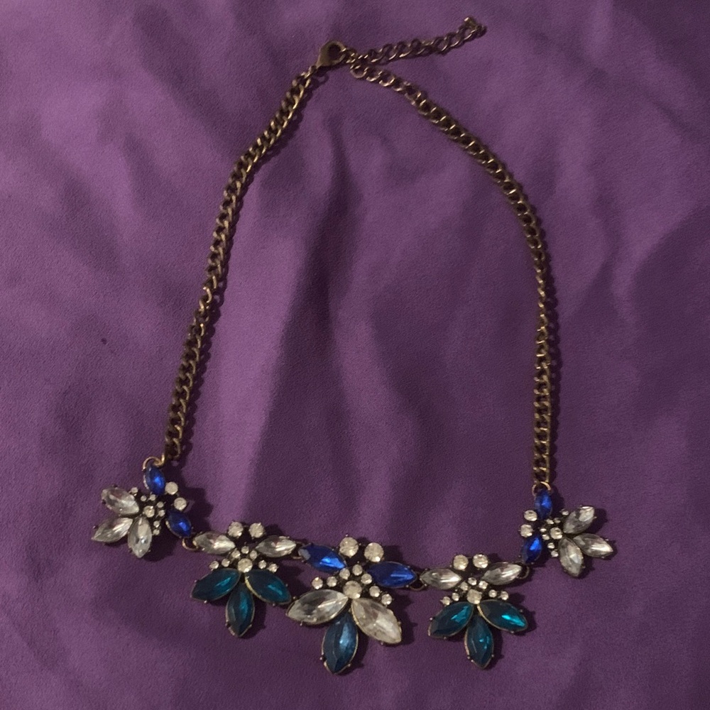 Vintage Blue and Gold Statement Necklace